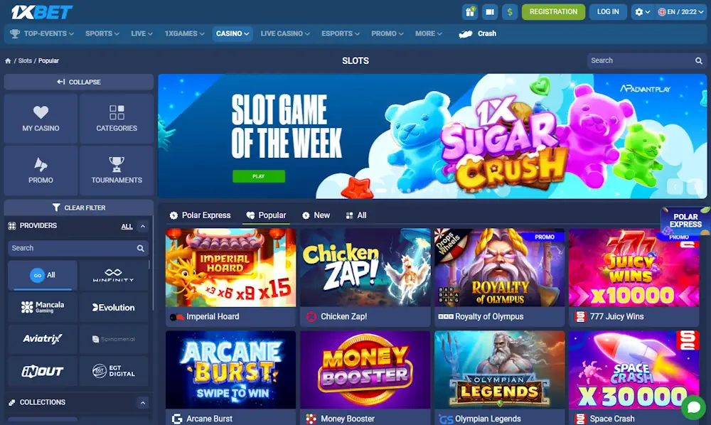 1xBet Casino Games Screenshot